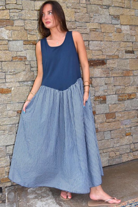 Arbi Gingham Magic Sundress Navy